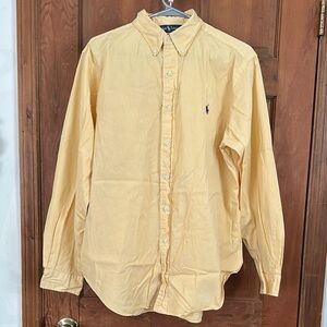 Ralph Lauren Classic Fit Yellow/White Casual Button Down Shirt Size 16 34/35